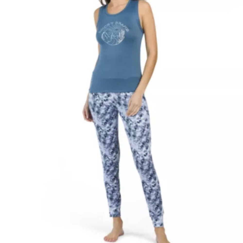 Lucky Brand 2 Piece Pajama Lounge Set Tie Dye Sleeveless Top Long Pants S L XL
